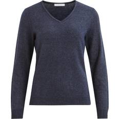 Blå - Dame - Viskose Sweatere Vila Ril Long Sleeve V Neck Sweater