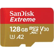 USB 2.0 - V10 Hukommelseskort & USB Stik SanDisk Extreme microSDXC Class 10 UHS-I U3 V30 A2 190/90MB/s 128GB +SD Adapter