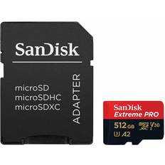 SanDisk 512 GB Hukommelseskort & USB Stik SanDisk Extreme Pro microSDXC Class 10 UHS-I U3 V30 A2 200/140MB/s 512GB