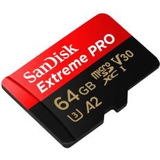 64 GB - Class 10 - V30 Hukommelseskort & USB Stik SanDisk Extreme Pro microSDXC Class 10 UHS-I U3 V30 A2 200/90MB/s 64GB +SD adapter
