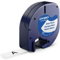 Hvid Kontorartikler Dymo LetraTag Plastic Tape Black on Pearl White 1.2cmx4m