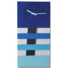 Nextime Bold Stripes rektangulær kvarts vægmonterbar 19 x 38 cm blå Vægur