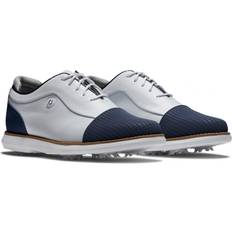 Blå - Dame - Snørebånd Golfsko FootJoy Traditions Vandtætte Dame Golfsko Med Spikes White/Blue Normal