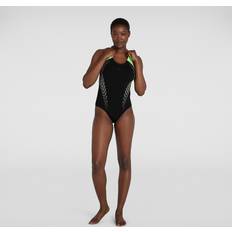 Speedo Grøn - S Tøj Speedo Placement Laneback Swimsuit Women black/zest DE 2021 Swimsuits