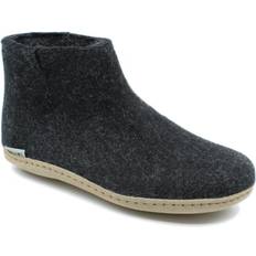 4,5 - 47 - Dame Indetøfler Glerups Boot with Leather Sole - Charcoal