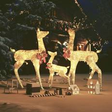 VidaXL Juletræer vidaXL rensdyrfamilie 201 LED'er juledekoration guldfarvet Juletræ