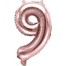 PartyDeco Foil Balloon Number 9 35cm Rose Gold