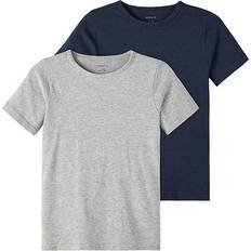 Grå T-shirts Name It Basic T-shirt 2-pack - Dark Sapphire (13209164)