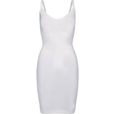 Dame - Elastan/Lycra/Spandex Kjoler Pieces Long Single Undershirt Dress - White