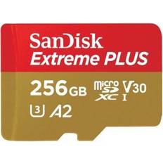 SanDisk 256 GB - microSDXC Hukommelseskort SanDisk Extreme Plus microSDXC Class 10 UHS-I U3 V30 A2 200/140MB/s 256GB +SD adapter