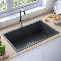 Rustfrit stål - Sort Køkkenvaske med bakke vidaXL håndlavet køkkenvask rustfrit