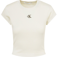 Calvin Klein Beige T-shirts Calvin Klein Slim Rib Cropped T-shirt