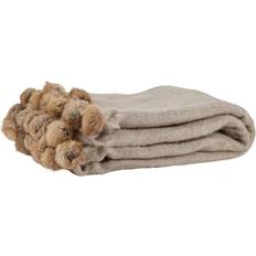 Margit Brandt Tæpper Margit Brandt Plaid kanin pom poms, beige Tæppe Beige