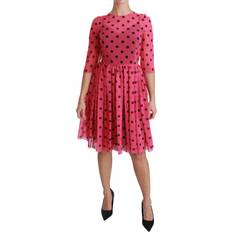 Pink - Silke Kjoler Dolce & Gabbana Polka Dots A-line Knee Length Dress