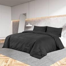 Sort Dynebetræk vidaXL sengetøj let mikrofiberstof Dynebetræk Sort (220x200cm)