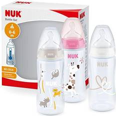 Nuk Flaskemadningssæt Nuk Set med 3 flaskor First Choice ⁺ Temperatur Control 300 ml rosa/vit/beige