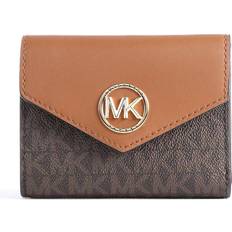 Michael Kors Carmen Medium Logo and Leather Tri-Fold Envelope Wallet Brn/acorn