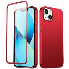Joyroom 360 Full Case Cover for iPhone 13 Back and Front Cover Tempered Glass red (JR-BP927 red)