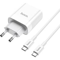 Hoco C80A NETWORK CHARGER PD20W/QC3.0 TYPE-C CABLE WHITE charger