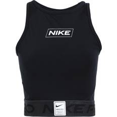 16 - 48 - Dame Toppe Nike Pro Dri-FIT Cropped Graphic Tank Top Women - Black/Dark Smoke Grey/White