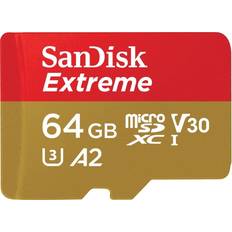 64 GB - Class 10 - V30 - microSDXC Hukommelseskort SanDisk Extreme microSDXC Class 10 UHS-I U3 V30 A2 170/80MB/s 64GB