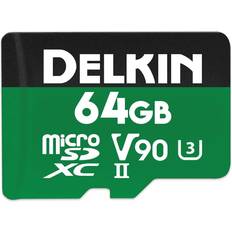 Delkin U3 Hukommelseskort Delkin MicroSDXC Class 10 UHS-II U3 V90 300/250MB/s 64GB +SD Adapter