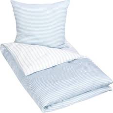 Borg Design sengetøj 140x200 Narrow lines Dynebetræk Hvid, Blå (200x140cm)