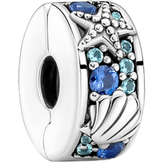 Pandora Turkis Charms & Vedhæng Pandora Tropical Starfish & Shell Clip Charm - Silver/Blue/Turquoise