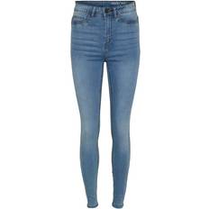 Blå - Midinederdele - Viskose Tøj Noisy May Callie High Waist Skinny Fit Jeans - Light Blue Denim
