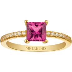 Sif Jakobs Rosa Ringe Sif Jakobs Ellera Quadrato Ring - Gold/Pink/Transparent