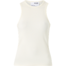 Selected Dame Tøj Selected Anna Ribbed Tank Top - Snow White
