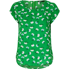 Only Grøn Bluser Only Printed Top with Short Sleeves - Aqua/Green Bee