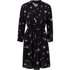 Selected Sort Kjoler Selected Femme Slfdamina 7/8 Aop Dress Noos Langærmede kjoler Black Cyclamen Flower