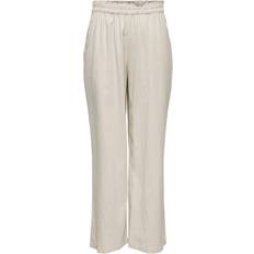 Dame - Grå - S Bukser & Shorts Only Highwaisted Linen Blend Trousers
