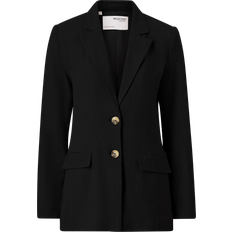 Selected Dame - Viskose Blazere Selected Viva Relaxed Fit Blazer - Black