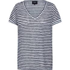 Object Blå T-shirts Object Stribet t-shirt med V-hals marineblå og hvid-Multifarvet Marineblå stribe