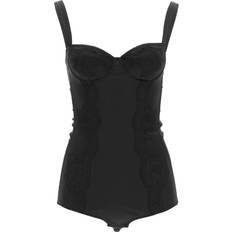 Dolce & Gabbana Shapewear & Undertøj Dolce & Gabbana Silk-blend satin and lace bodysuit black