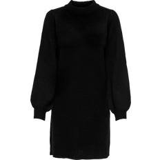 16 - M - Sort Kjoler JdY Loose Fit High Neck Volume Sleeves Short Dress - Black