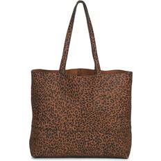 Pieces Alex Large Tote Bag in Leopard Print Suede