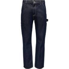 Only & Sons 48 - Dame Bukser & Shorts Only & Sons Onsedge Loose Car Jeans - Blue/Dark Blue Denim