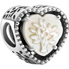 Pandora Perler - Sølv Charms & Vedhæng Pandora Openwork Heart & Family Tree Charm - Silver/Mother of Pearl