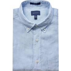 Gant Herre Regular fit stribet hørskjorte med korte ærmer Blå