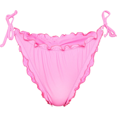 PrettyLittleThing Pink Badetøj PrettyLittleThing Frill Edge Ruched Back Bikini Bottoms - Hot Pink