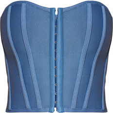 Blå - Polyester Korsetter PrettyLittleThing Bandage Hook & Eye Structured Corset - Blue Steel