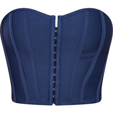 Blå - Polyester Korsetter PrettyLittleThing Bandage Hook & Eye Structured Corset - Navy