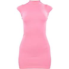 PrettyLittleThing Pink Kjoler PrettyLittleThing Structured Contour Rib Cap Sleeve Bodycon Dress - Pink