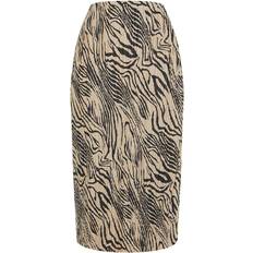 PrettyLittleThing Zebra Print Plisse Printed Midi Skirt - Brown