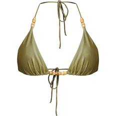 PrettyLittleThing Grøn - M Bikinitoppe PrettyLittleThing Wooden Bead Triangle Bikini Top - Olive