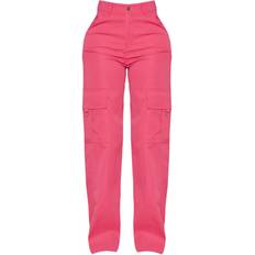 PrettyLittleThing Pink Bukser PrettyLittleThing Shape Buckle Detail Cargo Wide Leg Trousers - Hot Pink