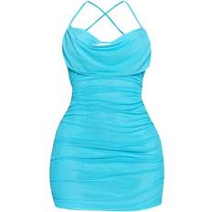 PrettyLittleThing Blå - Korte kjoler PrettyLittleThing Shape Cowl Bralet Detail Ruched Bodycon Dress - Aqua Blue